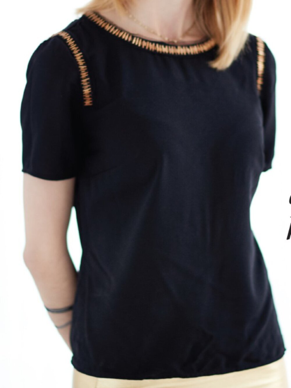 Planet Black Top with Metal Detail